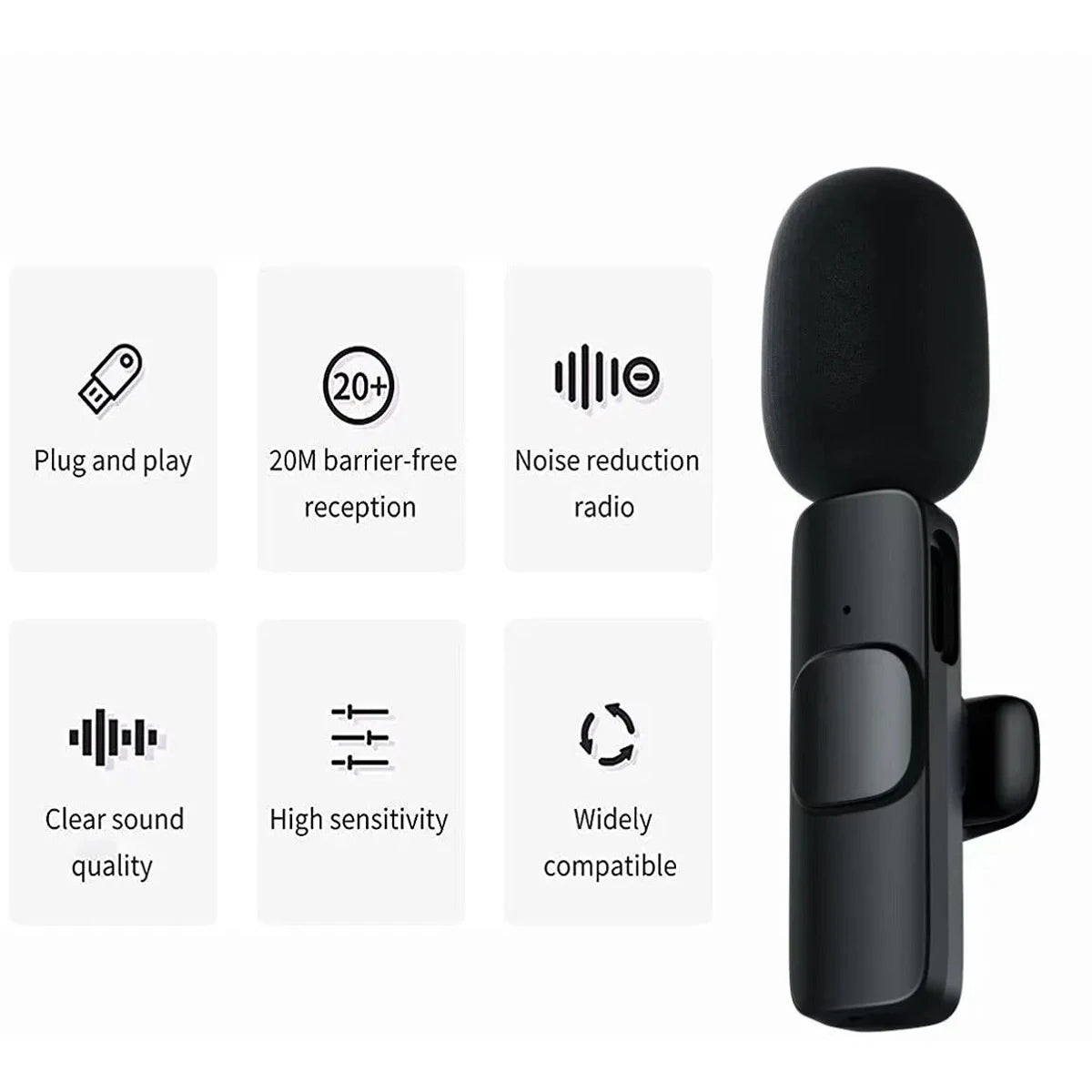 2.4g Wireless Bluetooth Lapel Microphone For iPhone iPad Audio Black S02 Luuk Young